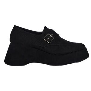 Dolls Kill | Black Library Luxe Platform Shoes with Silver Buckle NIB